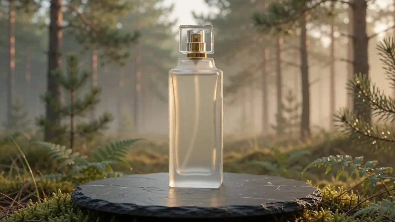 Edit: the same bottle in a pine forest, the label seen through the glass gone