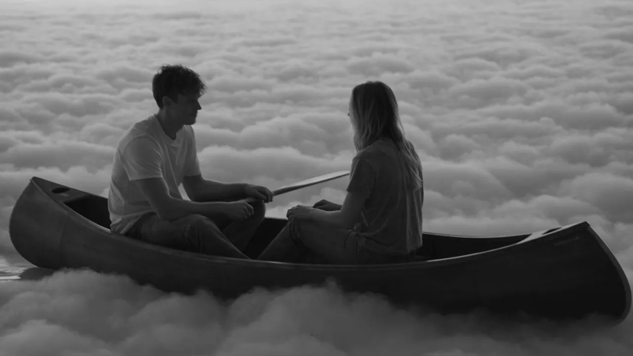 A landscape 16:9 frame of the rowboat on the clouds, from a run with the aspect ratio chip left on 16:9