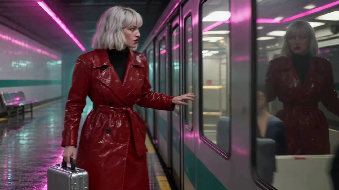 Vale at the closing train doors with the case
